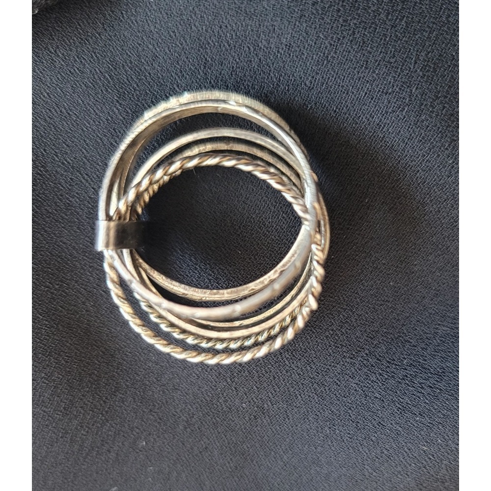 Vintage Sterling Silver Stacked Ring Band‎ Multi Layer Design Twisted Size 5.75 - Picture 3 of 5